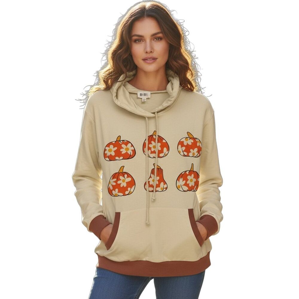 BiBi Boutique Women's Floral Pumpkin Oversized Hoodie Multicolor Size S